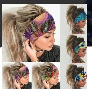 NWT BOHO BUTTERFLY SUNFLOWER AZTEC HEADBAND SWEATBAND ONE SIZE